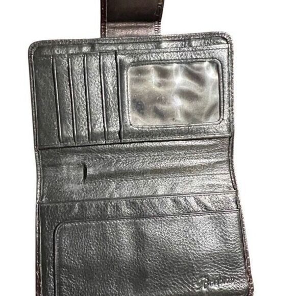 Brighton Brown Black Pebble-stone Leather Bifold Wallet with Snap Closure - Picture 3 of 3